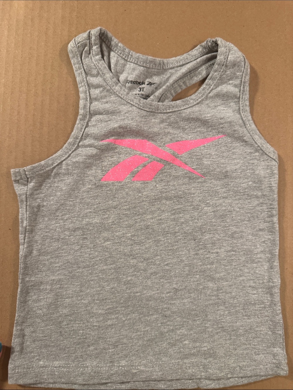 Reebok Gray Tank Top with Pink Logo - Girls